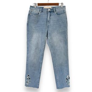 Soft Surroundings Jeans Womens 6 Straight Ankle Cutout Stretch Light Wash Denim